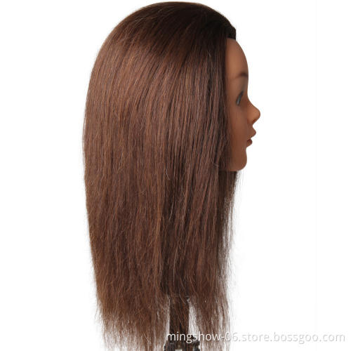18" Brown hair training mannequin head with human hair for training